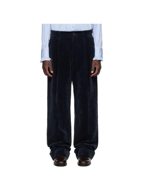 Navy Pleated Trousers