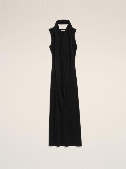 BLACK JERSEY MAXI LAVALLIERE DRESS