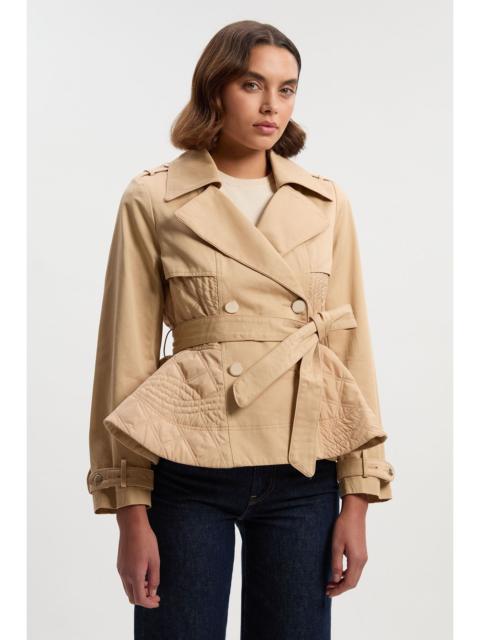Quilted Padded Peplum Short Trench Coat