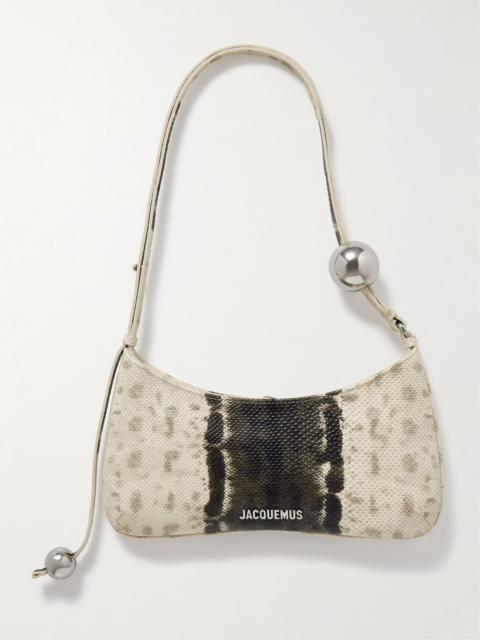 Le Bisou Perle embellished snake-effect leather shoulder bag Beige