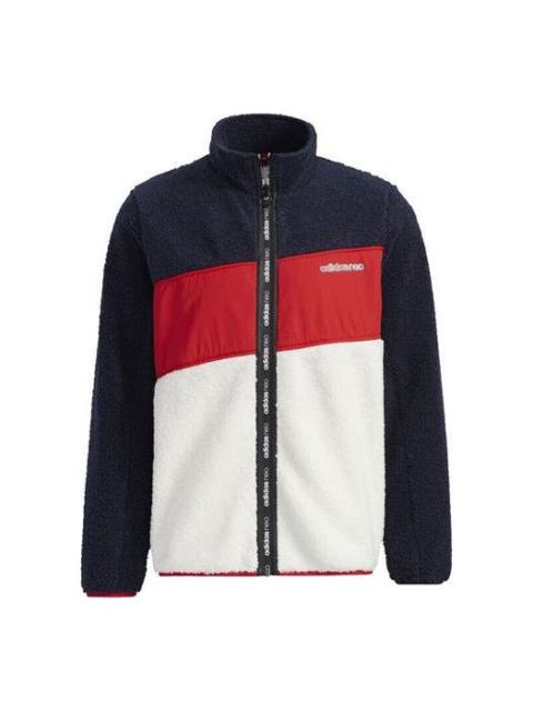 adidas neo Brlv Jkt Stand-Up Collar Contrast Fleece Jacket For Men Red/Blue/White GU0841
