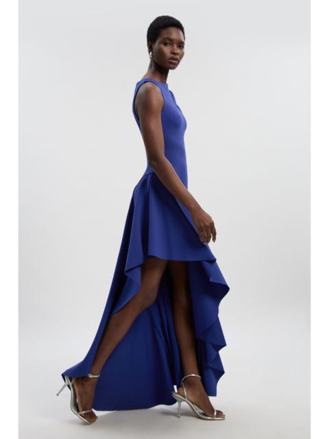 Petite Scuba Drama Ruffle Hem Woven Maxi Dress