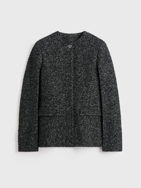 Collarless cinched jacket black/white