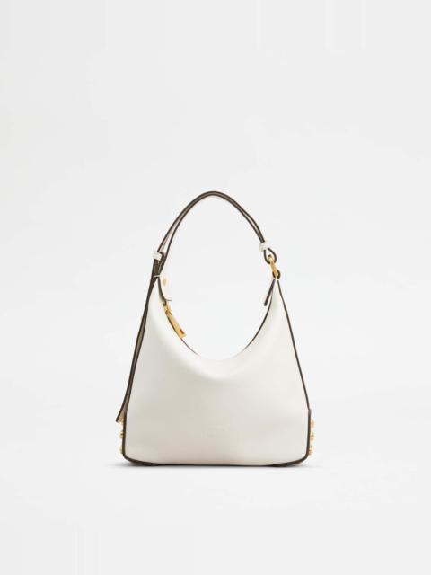 METAL DOTS MINI BAG IN LEATHER - WHITE