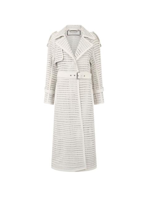 weaved leather trench coat