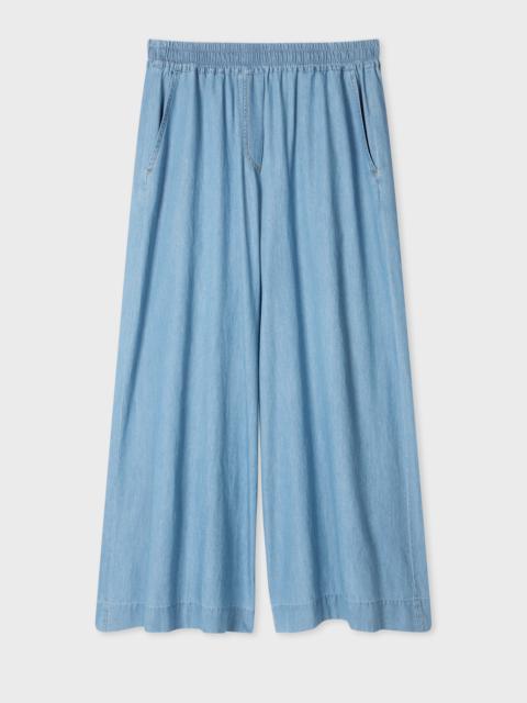 Women's Chambray Wide-Leg Cropped Trousers