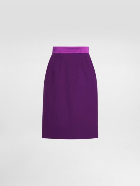 Wool crepe midi pencil skirt
