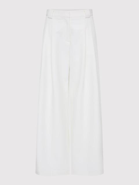 Twill Wide Leg Pleat Pants - Off White