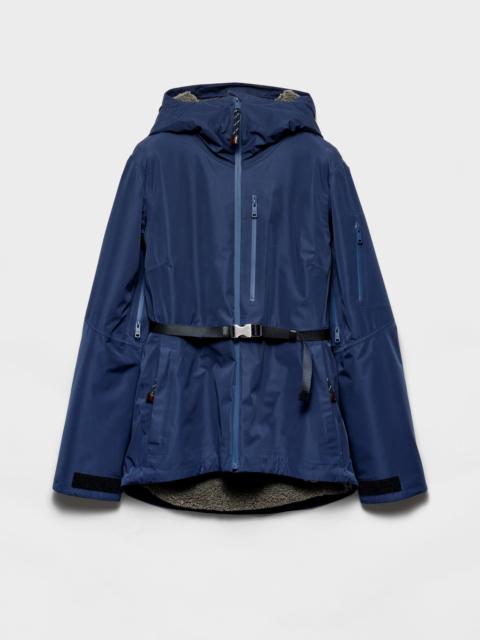 Technical fabric blouson jacket with hood