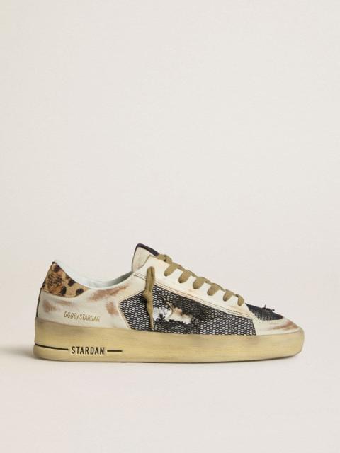 Women's Stardan in nappa and mesh with leopard-print pony skin heel tab