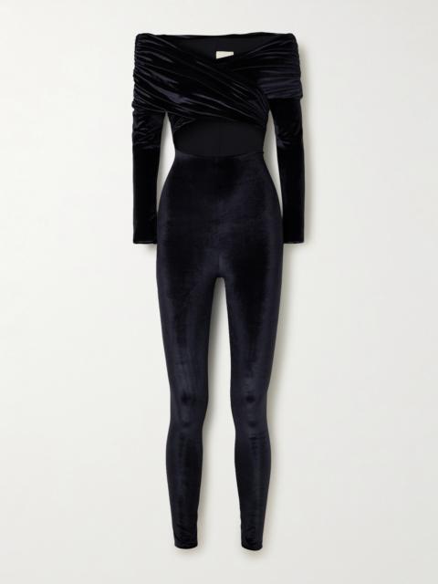 Bagolo Cutout Draped Stretch-velvet Jumpsuit