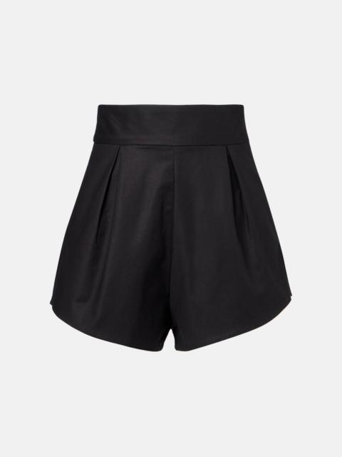High-rise cotton-blend shorts