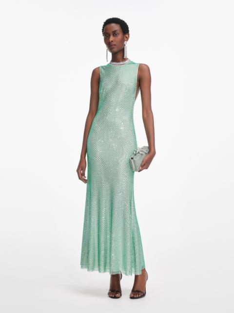 Mint Rhinestone Mesh Midi Dress