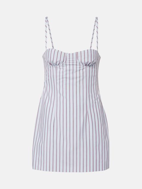Pinstripe cotton-blend minidress