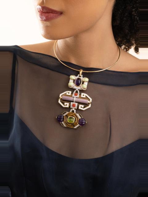 Tigers Eye Marble White Black Totem Pendant