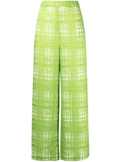 Random check pattern trousers