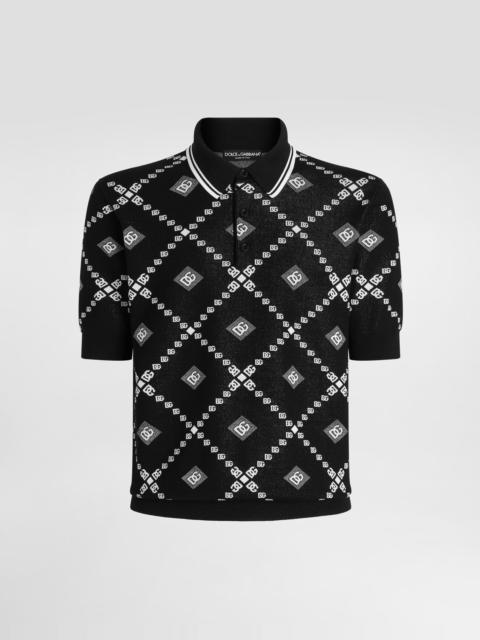 Jacquard piqué polo shirt