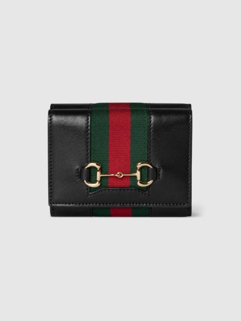 Gucci Horsebit Web small tri-fold wallet