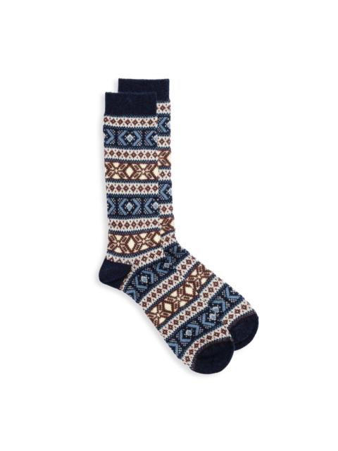 Anonymous Ism Wool Jacquard Crew Sock Navy