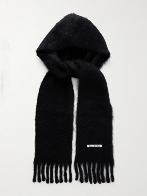Hooded Fringed Mohair And Wool-blend Scarf