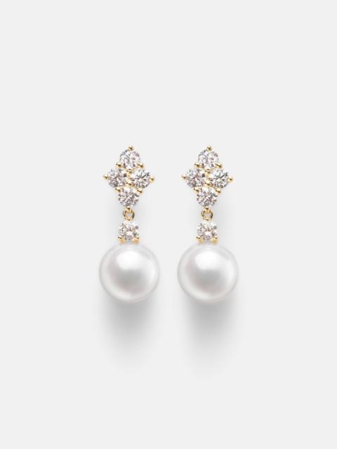18kt gold drop earrings with pearls and diamonds