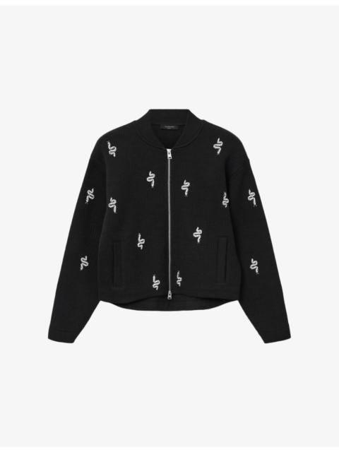 Rhea Snake-Embellished Cotton-Blend Bomber Jacket