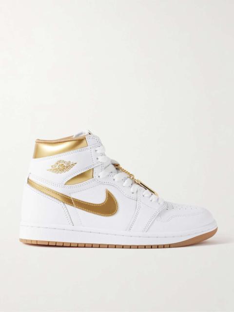 Air Jordan 1 Retro embellished metallic leather high-top sneakers