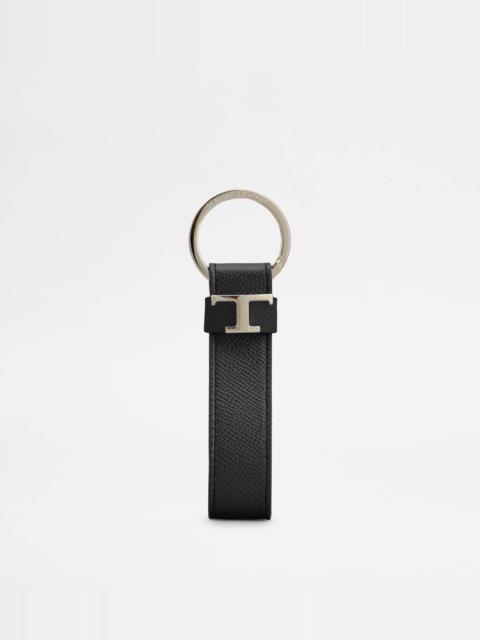 KEY HOLDER IN LEATHER - GREY, BLACK