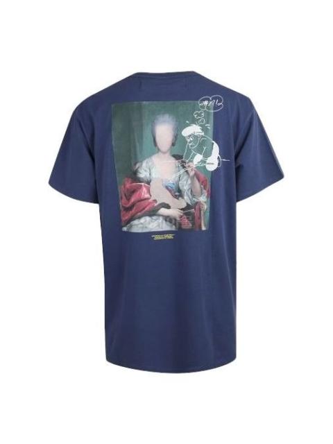 Off-White Mariana Painting Applique Short-sleeve Tee Men's Blue OMAA038E191850053088