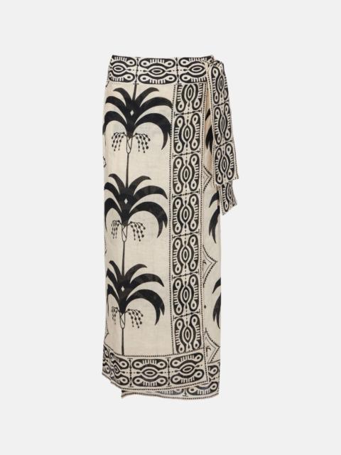 Printed linen beach cover-up