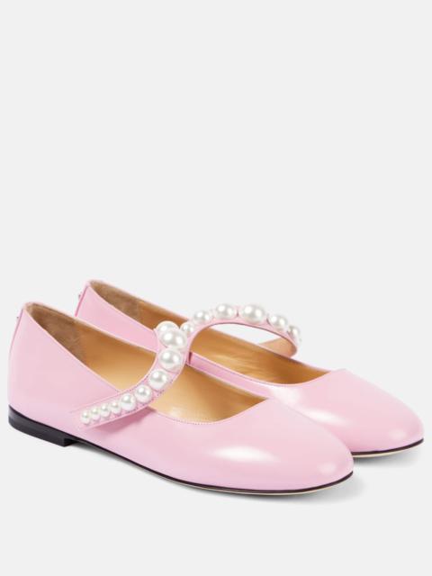 Sirene faux pearl leather Mary Jane flats