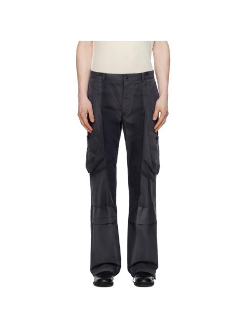 Blue Sun-Bleached Draped Pocket Trousers