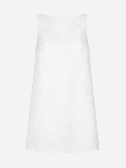 Short brocade dress with back neckline