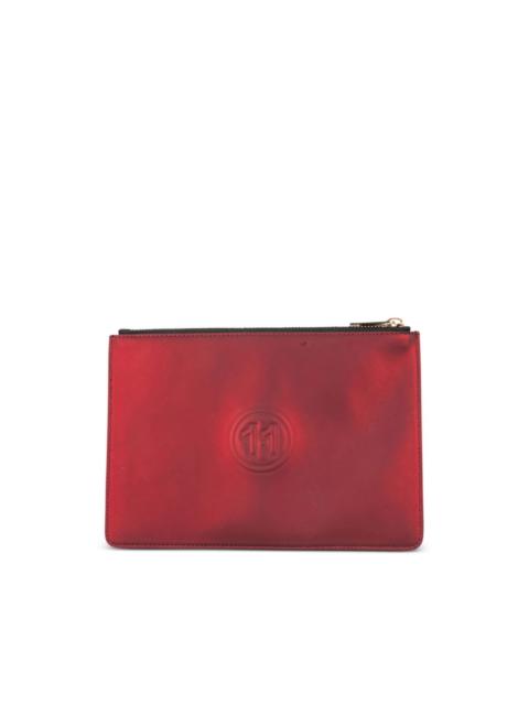 metallic leather clutch