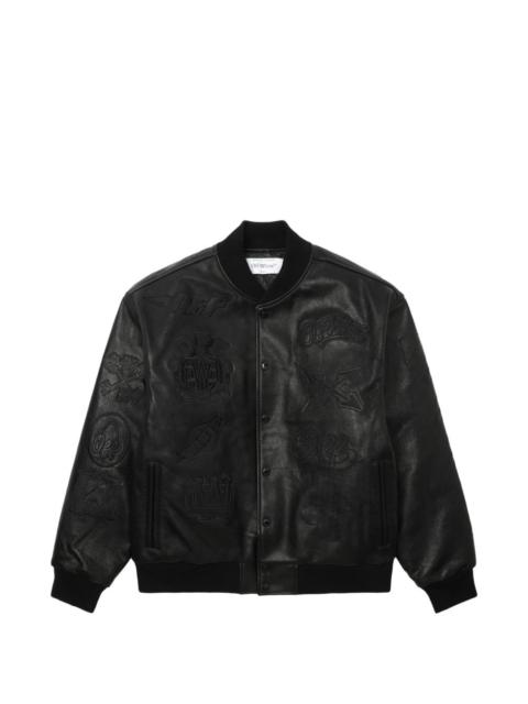 logo-embossed leather jacket