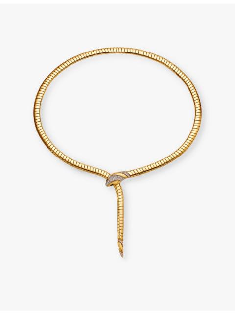 Serpenti Tubogas 18ct yellow-gold, 0.46ct brilliant-cut diamond and onyx necklace