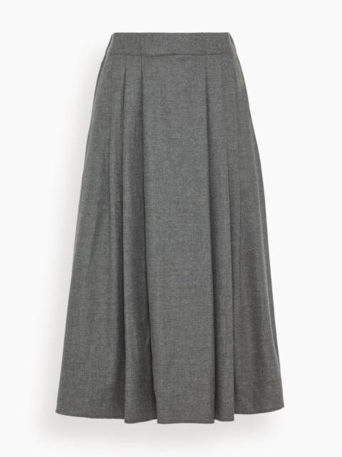 Pleat Front Full Skirt in Charcoal Tweed