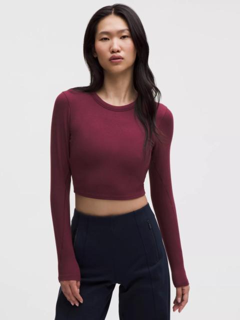 Hold Tight Straight-Hem Cropped Long-Sleeve Shirt
