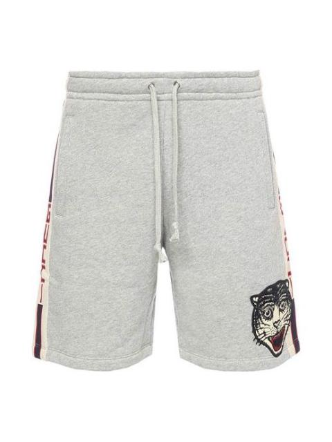 Men's Gucci SS21 Tiger Head Cotton Gray Shorts 497251-X9I98-1295