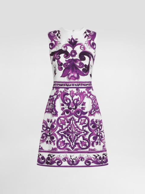 Majolica-print sleeveless dress