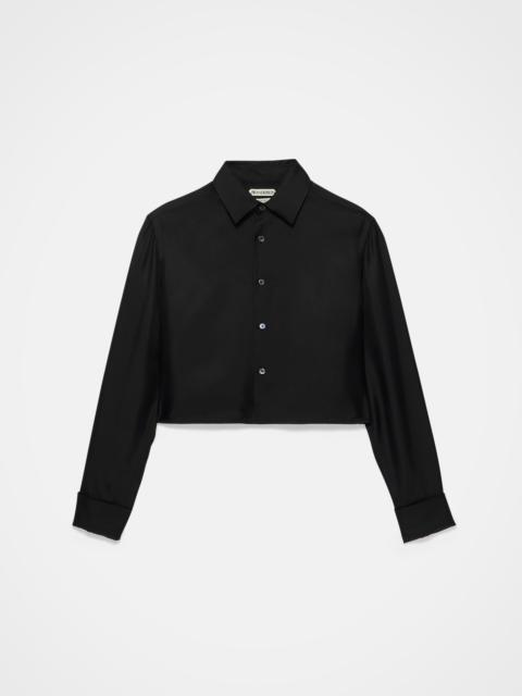 WOMENS CROPPED SILK TWILL SHIRT IN BLACK