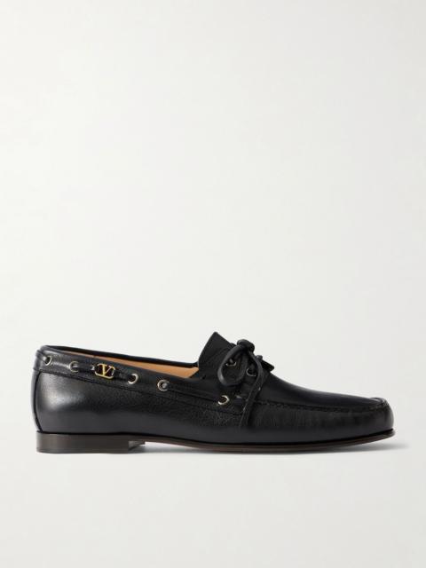 Logo-Embellished Leather Loafers Black