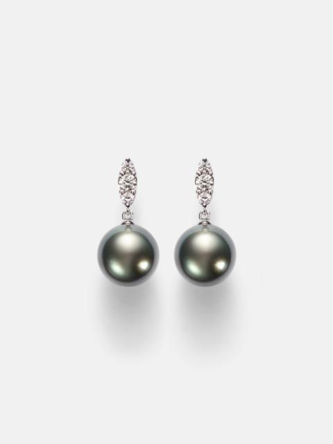 18kt white gold drop earrings with pearls and diamonds