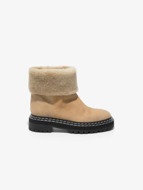 Suede Lug Sole Shearling Ankle Boots