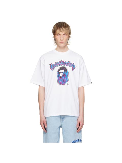 White Mad Flame Ape Head T-Shirt