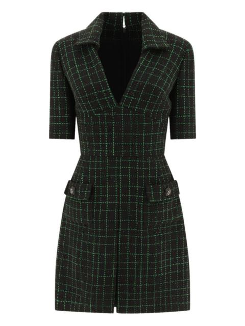 check-pattern tweed dress