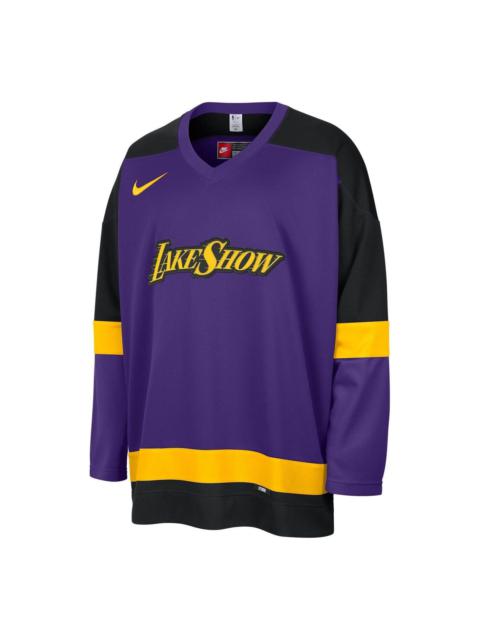 Air Jordan Los Angeles Lakers City Edition NBA Hockey Jersey Asia Sizing 'Field Purple Black Amarill