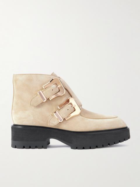 Apollo Buckled Suede Platform Ankle Boots