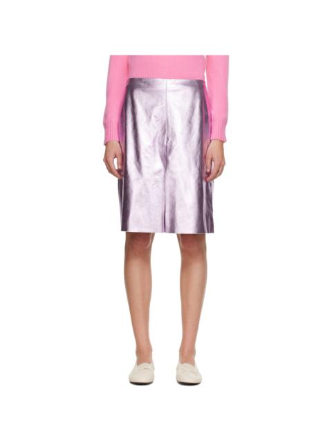 Pink Pinkie Leather Midi Skirt
