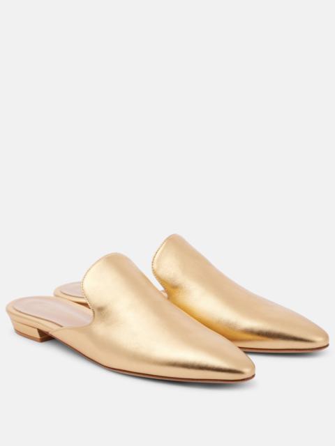 Metallic leather mules